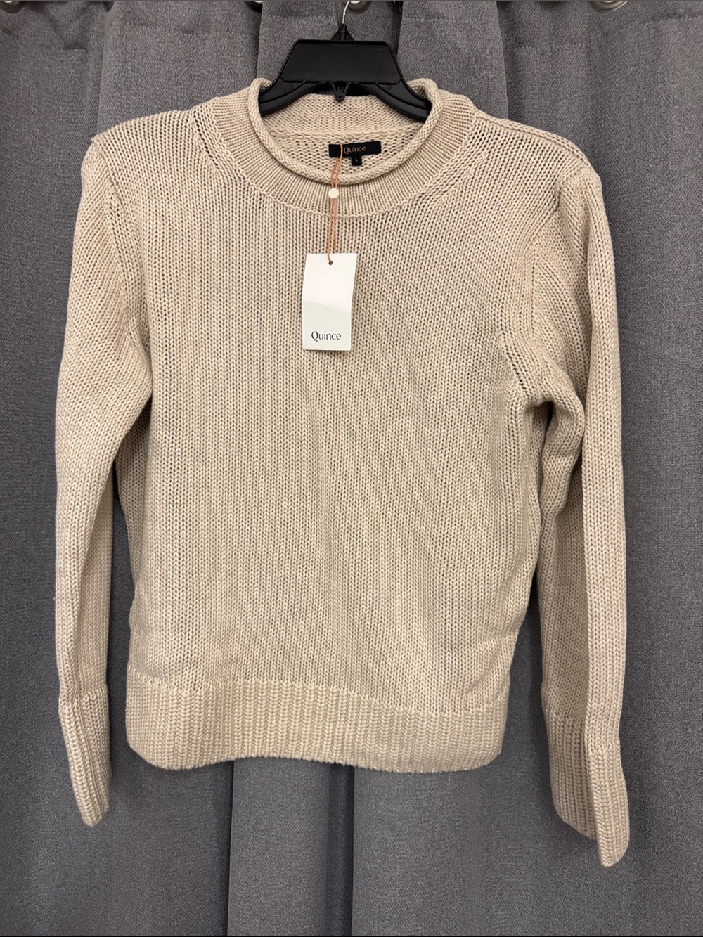Quince Beige/Cream Crewneck Knit Sweater